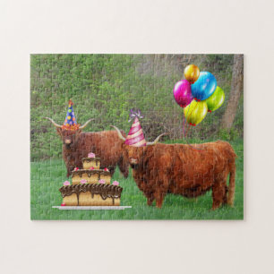 Scottish Highland Steer Party Jigsaw Puzzle