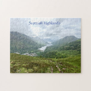 Scottish Highlands loch and green mountain valley Jigsaw Puzzle