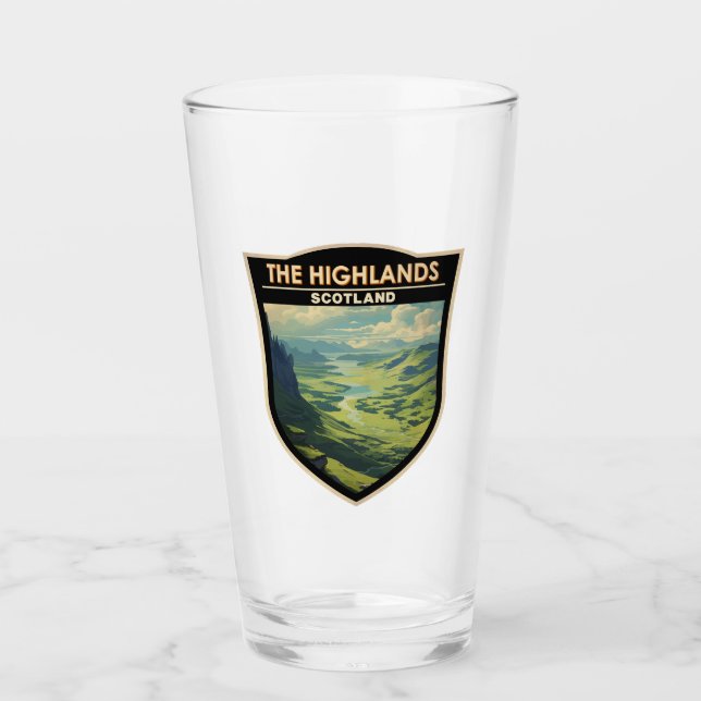 Scottish Highlands Scotland Travel Art Vintage Glass (Front)