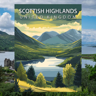 Scottish Highlands UK Mountains Landscape Travel Postcard