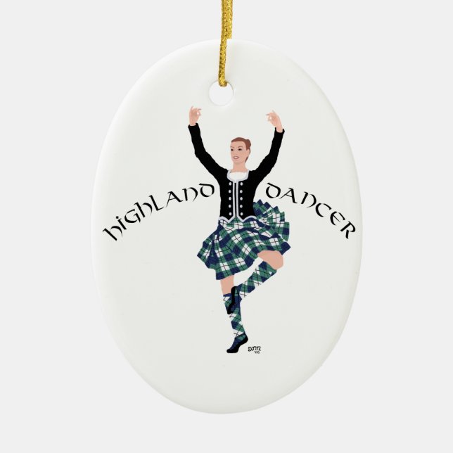 Scottish Higland Dancer - Fling Ceramic Tree Decoration (Front)