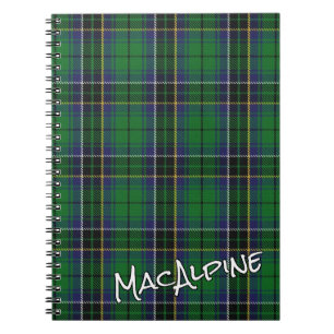 Scottish Honor Clan MacAlpine MacAlpin Tartan Notebook