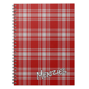 Scottish Honor Clan Menzies Red White Tartan Notebook