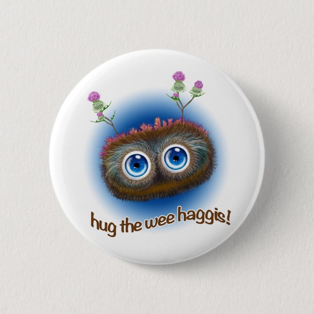 Scottish 'Hoots Toots Haggis' 6 Cm Round Badge (Front)