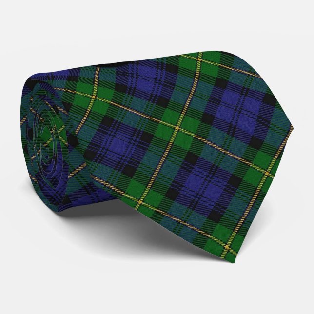 Scottish House of Gordon G Monogram Clan Tartan Tie (Rolled)
