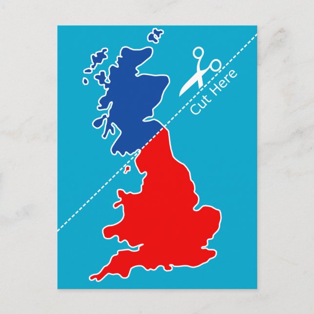 Scottish Independence, "Cut here" map Postcard (Front)