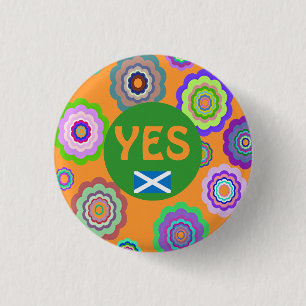 Scottish Independence Flower Power Saltire Badge
