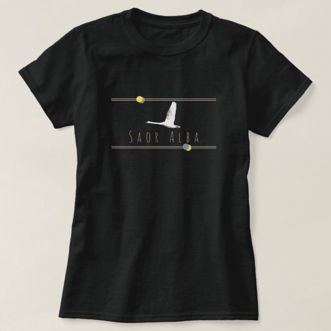 Scottish Independence Gaelic Flying Swan Art T-Shirt (Design Front)