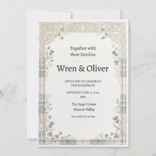 Scottish Irish Shamrock Thistle Wedding Invitation