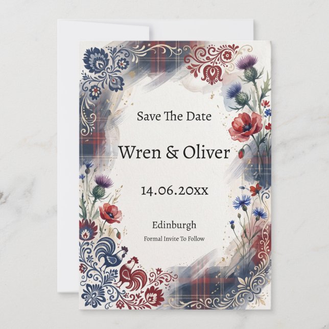Scottish Italian Heritage Save the Date Card (Front)