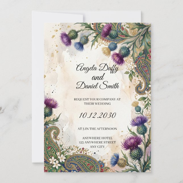 Scottish Italian Heritage Wedding Invitation (Front)