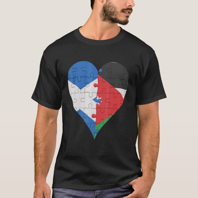 Scottish Jordanian Flag Heart T-Shirt (Front)