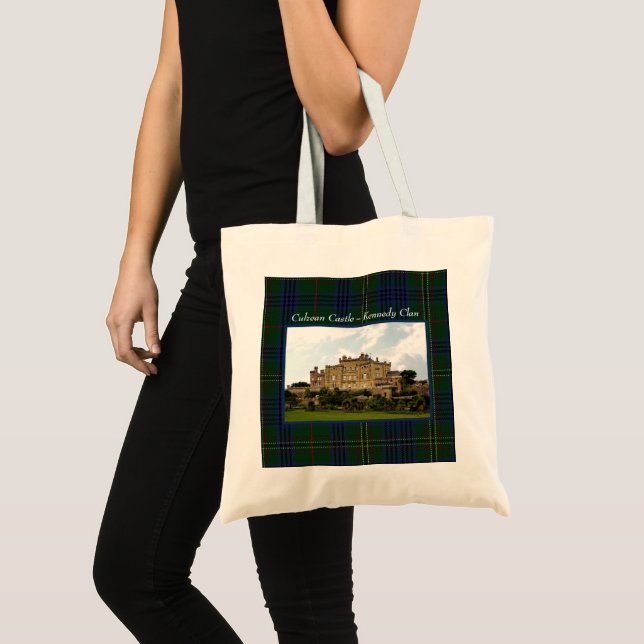 Scottish Kennedy Clan's Culzean Castle & Tartan Tote Bag (Front (Product))
