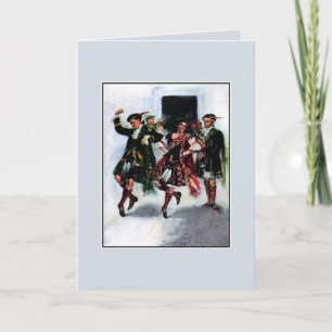 Scottish kilt dance book illustration card