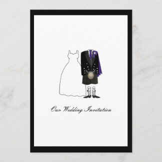 Scottish Kilt Wedding Invitation - Purple