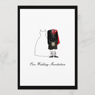 Scottish Kilt Wedding Invitation - Red