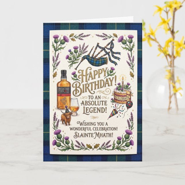 Scottish Legend Birthday Card (Yellow Flower)