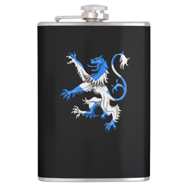 Scottish Lion In St. Andrew’s Colours Hip Flask (Front)