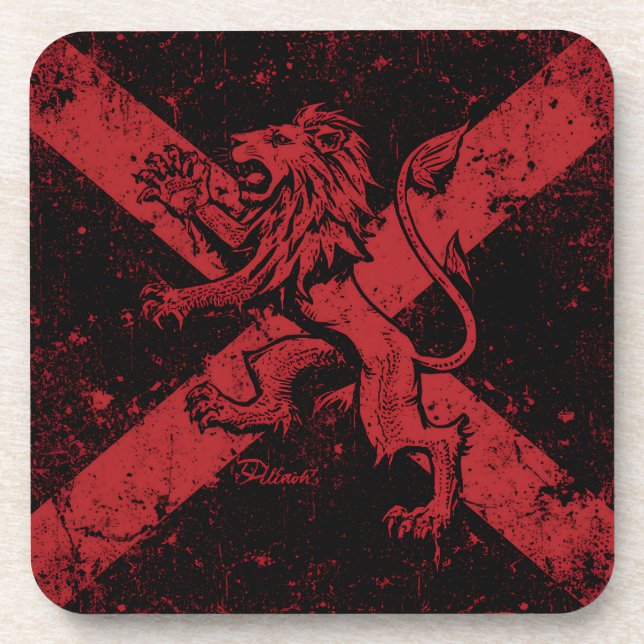 Scottish Lion Rampant Coaster | Bold Red & Black S (Front)