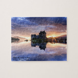 Scottish MacKenzie Clan's Castle Sunset Reflection Jigsaw Puzzle