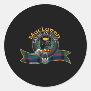 Scottish Maclaren Clan Tartan Crest Motto Creag An Classic Round Sticker