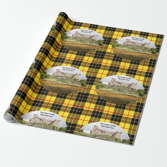 Scottish MacLeod Clan Dunvegan Castle Tartan Wrapping Paper (Unrolled)