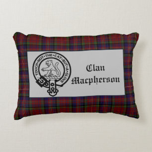 Scottish Macpherson Crest Badge and Tartan Decorative Cushion