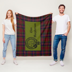 Scottish Macpherson Crest Badge and Tartan Fleece Blanket