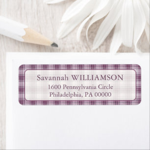 Scottish Mauve Heritage Plaid Return Address Label
