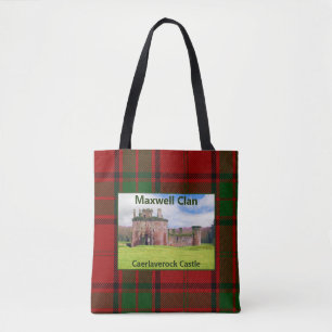 Scottish Maxwell Caerlaverock Castle Clan Tartan  Tote Bag