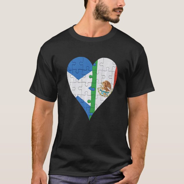 Scottish Mexican Flag Heart T-Shirt (Front)