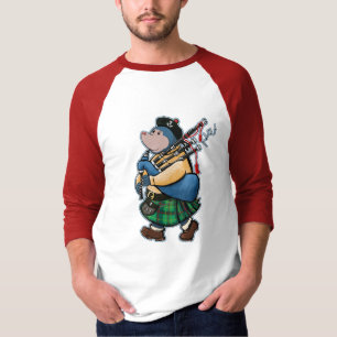 Scottish Mole Of Kintyre Marching With Bagpipes T-Shirt