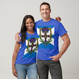 Scottish Motif Cross and Crowned Thistle Saltire T-Shirt