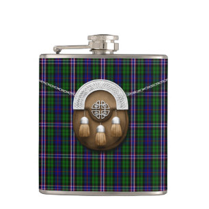 Scottish National Tartan And Sporran Hip Flask