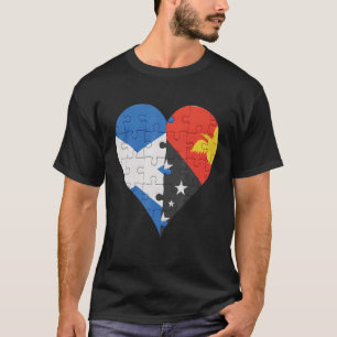 Scottish Papua New Guinean Flag Heart T-Shirt
