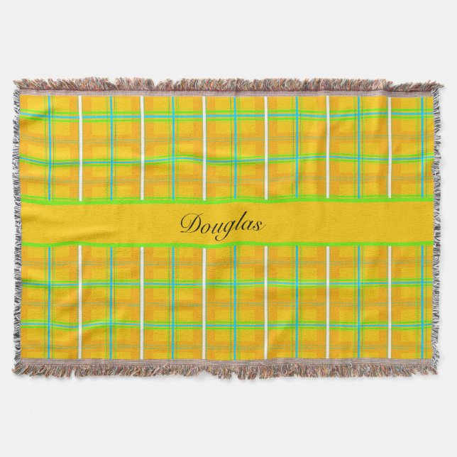 Scottish pattern in sixties colours, customisable  throw blanket (Front)