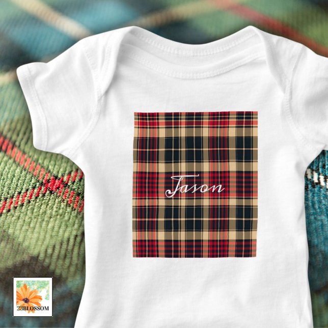 scottish pattern with name fashionable baby baby bodysuit (Creator Uploaded)