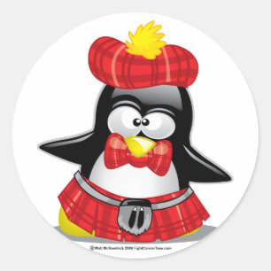 Scottish Penguin Red Classic Round Sticker