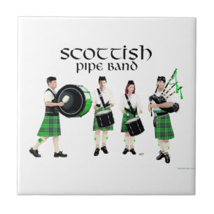 Scottish Pipe Band - Green Kilts Ceramic Tile