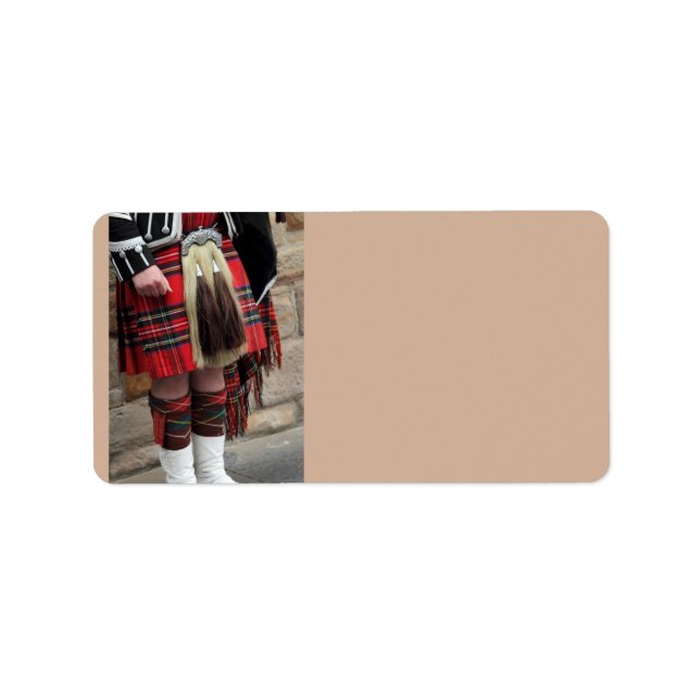 Scottish piper close up, traditional Scottish gift Label (Front)