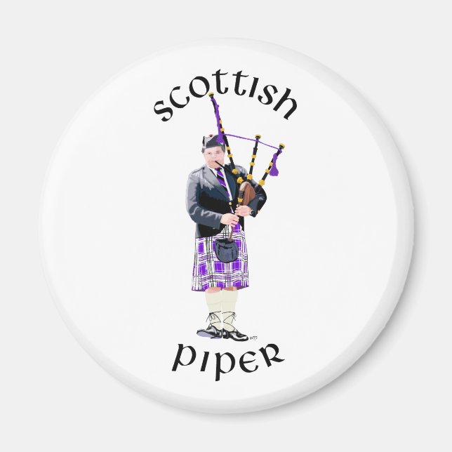 Scottish Piper - Purple Magnet (Front)
