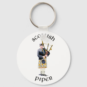 Scottish Piper - Tan Kilt Key Ring