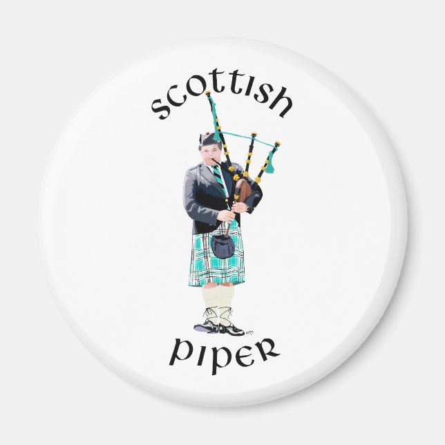 Scottish Piper - Turquoise Magnet (Front)