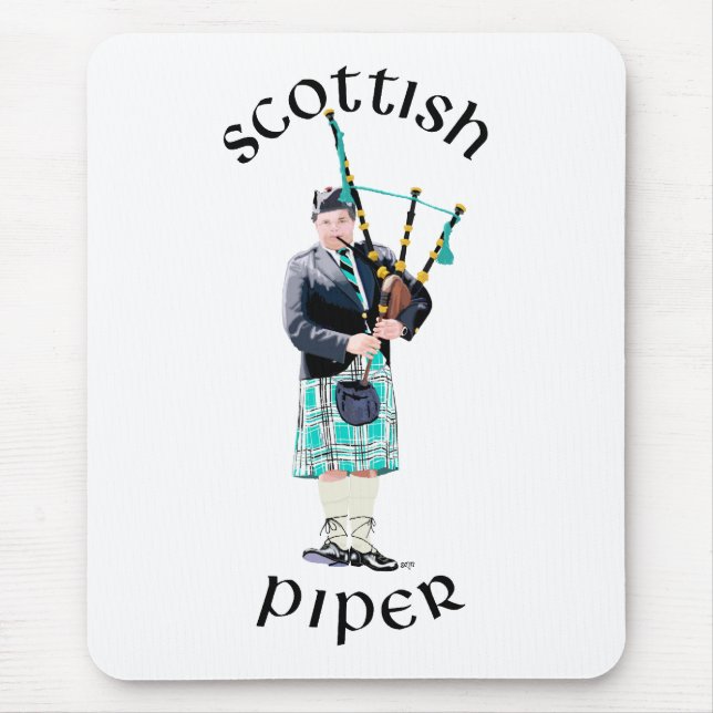 Scottish Piper - Turquoise Mouse Pad (Front)
