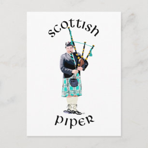 Scottish Piper - Turquoise Postcard