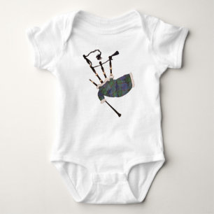 scottish plaid bagpipes baby bodysuit