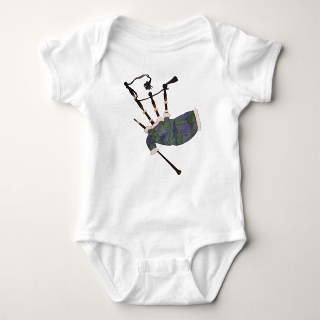 scottish plaid bagpipes baby bodysuit (Front)