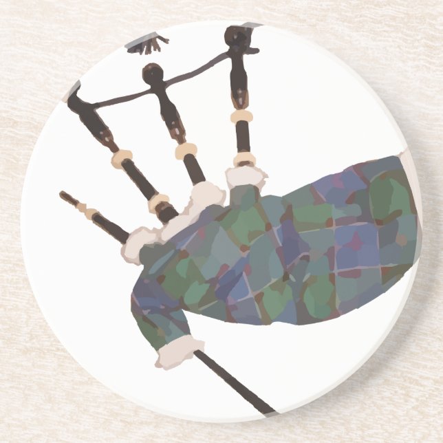 scottish plaid bagpipes coaster (Front)