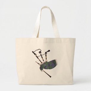 scottish plaid bagpipes large tote bag