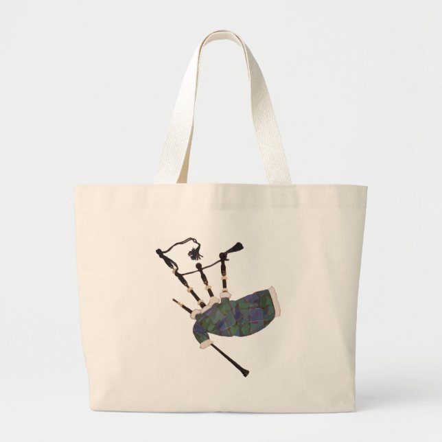 scottish plaid bagpipes large tote bag (Front)